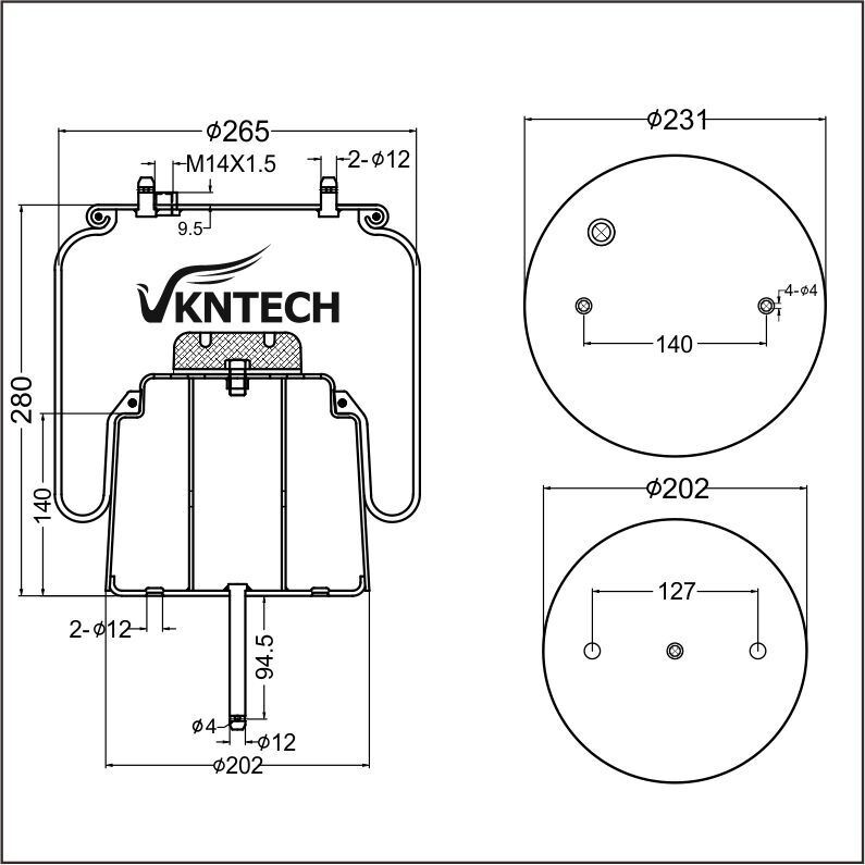 AIR SPRING SCANIA 1440305 492680  Goodyear 556028561  Phoenix 1DF20A-2 REPLACE BY VKNTECH 1K6305