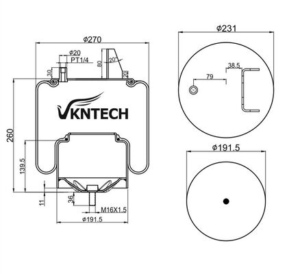 รถบรรทุกพาณิชย์ สปริงอากาศเปลี่ยน NISSAN TRL-220SCM VKNTECH 1K6838 สําหรับรถบรรทุกญี่ปุ่น NISSAN TRL-220SCM VKNTECH 1K6838