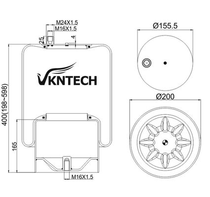 ถุงลมช่วงล่างรถบรรทุกสำหรับ MERCEDES BENZ A 942.320.51.21 Contitech 4390NP24 ใช้ทดแทน VKNTECH 1K4124 MERCEDES BENZ A 942.320.51.21 Contitech 4390NP24