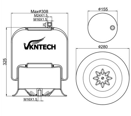 สปริงลมรถบรรทุกสำหรับ MERCEDES BENZ A 974.320.04.17 A 946.320.04.17 Contitech 4757NP09 Dunlop D13T02 Goodyear 9520 CF Gomma 1VSC30026 206786 แทนที่ด้วย VKNTECH 1K4757-3