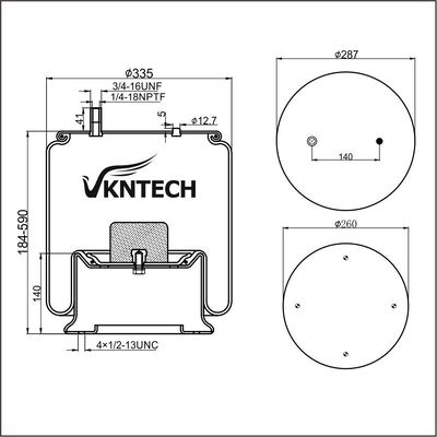 สปริงลมรถพ่วง NEWAY 90557163 Contitech 11 10.5-19 A 508 Firestone W01-358-8779 1T19L-9 แทนที่ด้วย VKNTECH 1K8779