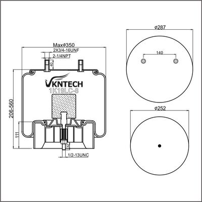 สปริงลมรถพ่วง HENDRICKSON S-237484 Contitech 11 10.5B-18 P 743 Firestone W01-358-8093 แทนที่ด้วย VKNTECH 1K8093
