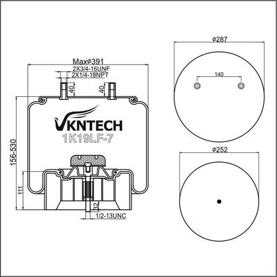 สปริงลมรถพ่วง HENDRICKSON S25873 Contitech 11 10.5F-17P745 Firestone W01-358-8774 1T19F-7/L-7 Goodyear 1R14-172 565-28-3-042 แทนที่ด้วย VKNTECH 1K8774